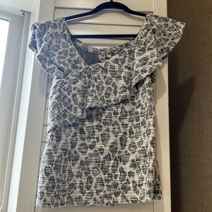 Anthropologie DOLAN 'Savannah' Animal Print Ruffled Textured Top size xs